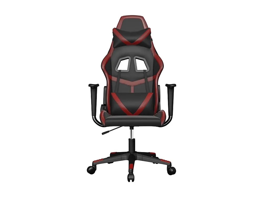 Cadeira gaming massagens couro artificial preto/vermelho tinto