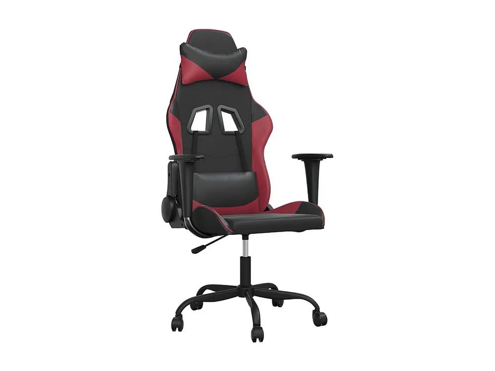 Cadeira gaming massagens couro artificial preto/vermelho tinto