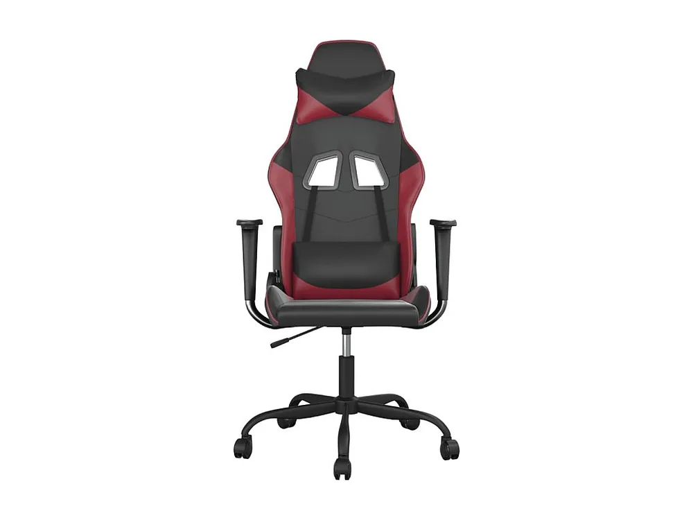 Cadeira gaming massagens couro artificial preto/vermelho tinto