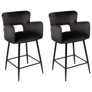 Banco de bar Conjunto de 2 Veludo Preto SANILAC