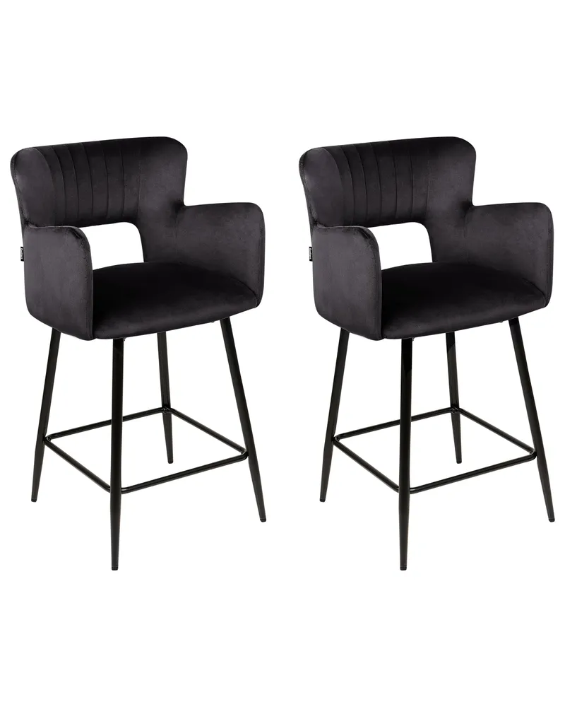 Banco de bar Conjunto de 2 Veludo Preto SANILAC