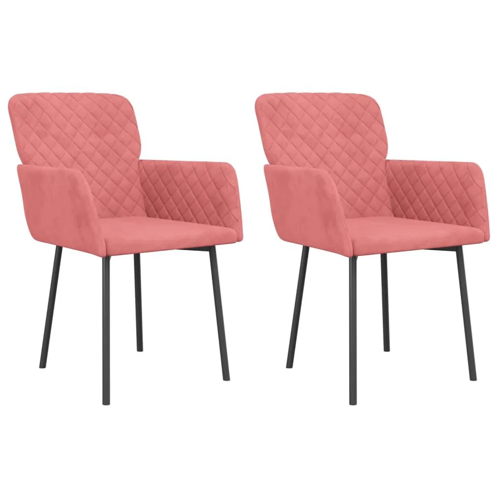 Cadeiras de jantar 2 pcs veludo rosa