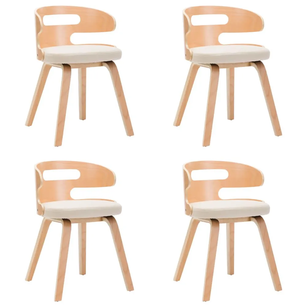 Cadeira Gamer Ergonômica Cadeiras jantar 4 pcs madeira curvada e couro artificial creme