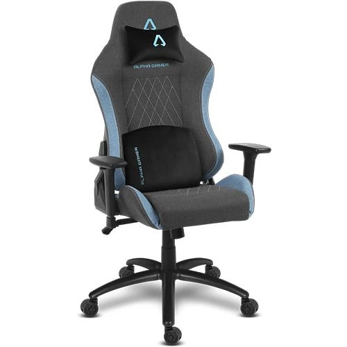 Cadeira Gaming Alpha Gamer Gaia V2 | Tecido - Cinzento Apagado e Azul em Preto e Vermelho