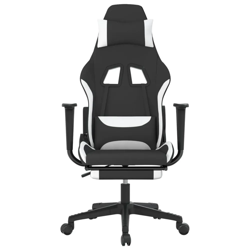 Cadeira de gaming com apoio de pés tecido preto e branco em Preto e Vermelho