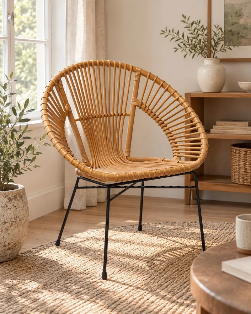 Cadeira de rattan creme SARITA com Fios Organizados