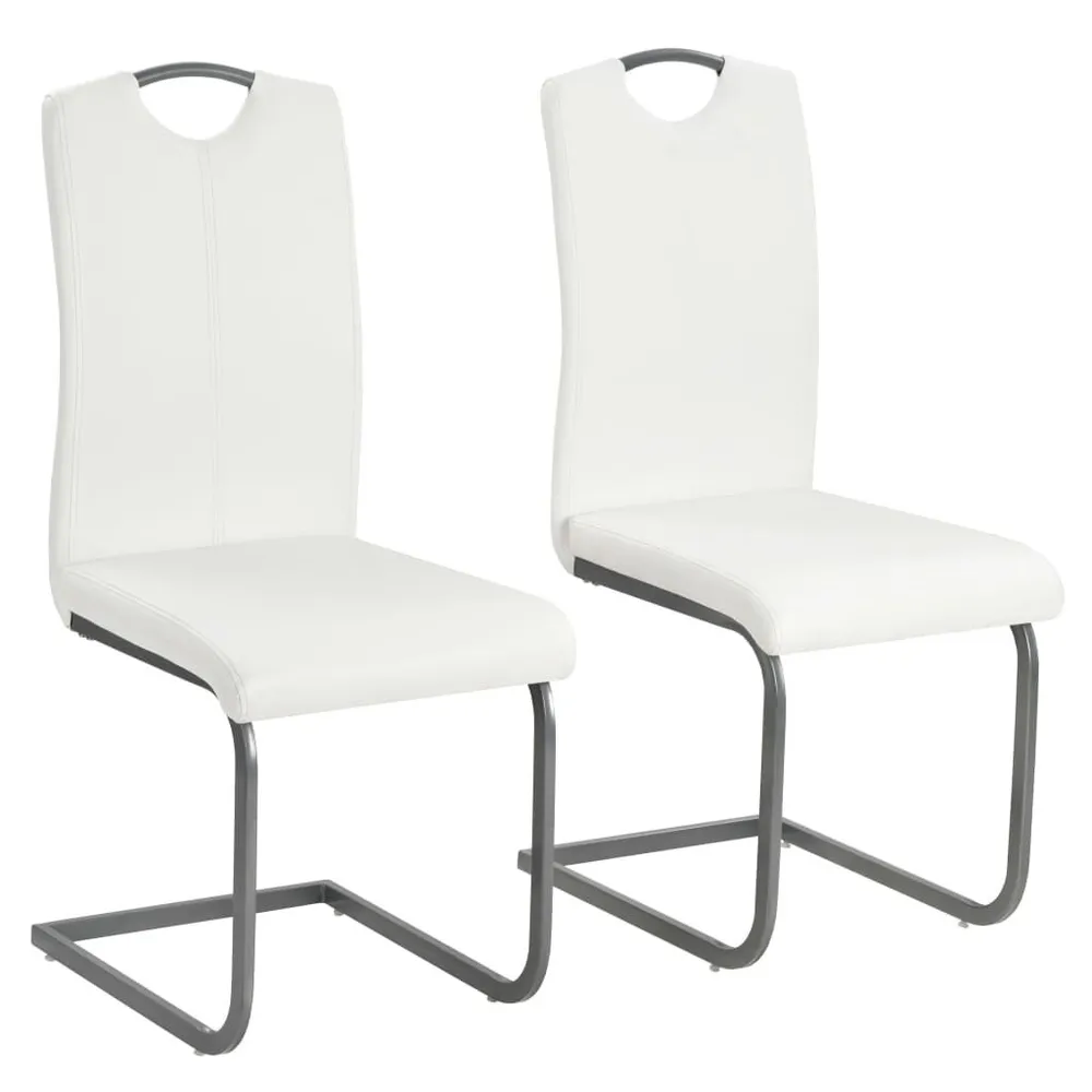Cadeiras de jantar cantilever 2 pcs couro artificial branco Dimensões Profissionais