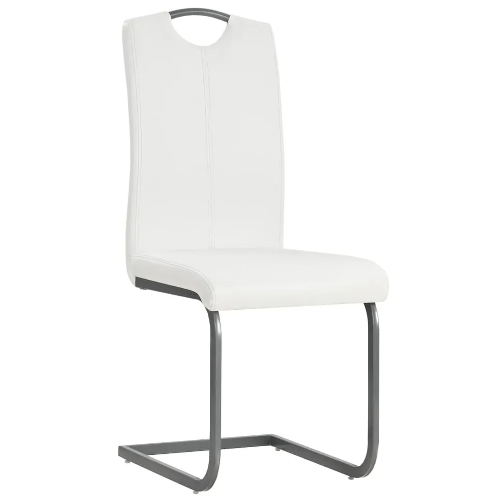 Cadeiras de jantar cantilever 2 pcs couro artificial branco Dimensões Profissionais
