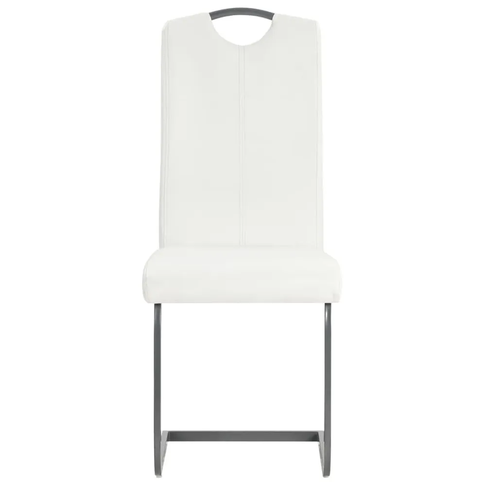 Cadeiras de jantar cantilever 2 pcs couro artificial branco Dimensões Profissionais