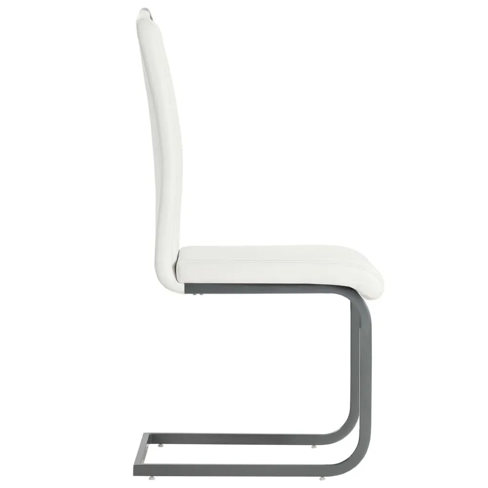 Cadeiras de jantar cantilever 2 pcs couro artificial branco Dimensões Profissionais