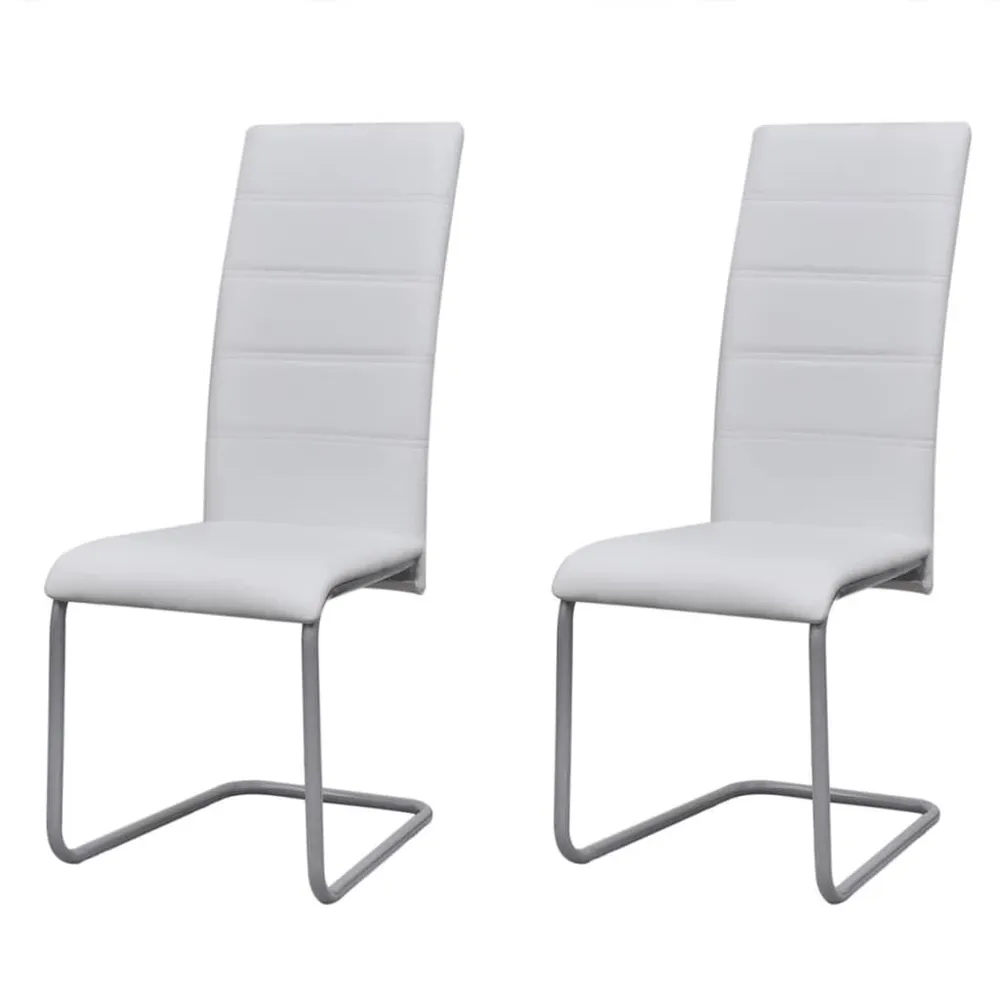 Cadeiras de jantar cantilever 2 pcs couro artificial branco | Ergonômico | Ajustável