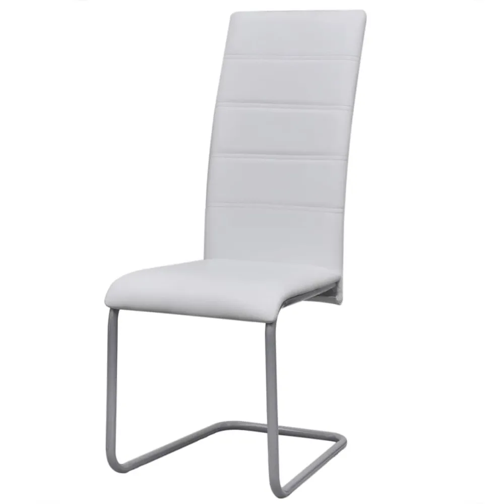 Cadeiras de jantar cantilever 2 pcs couro artificial branco | Ergonômico | Ajustável