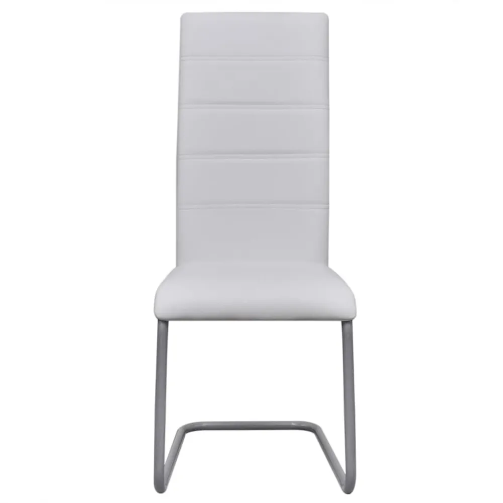 Cadeiras de jantar cantilever 2 pcs couro artificial branco | Ergonômico | Ajustável