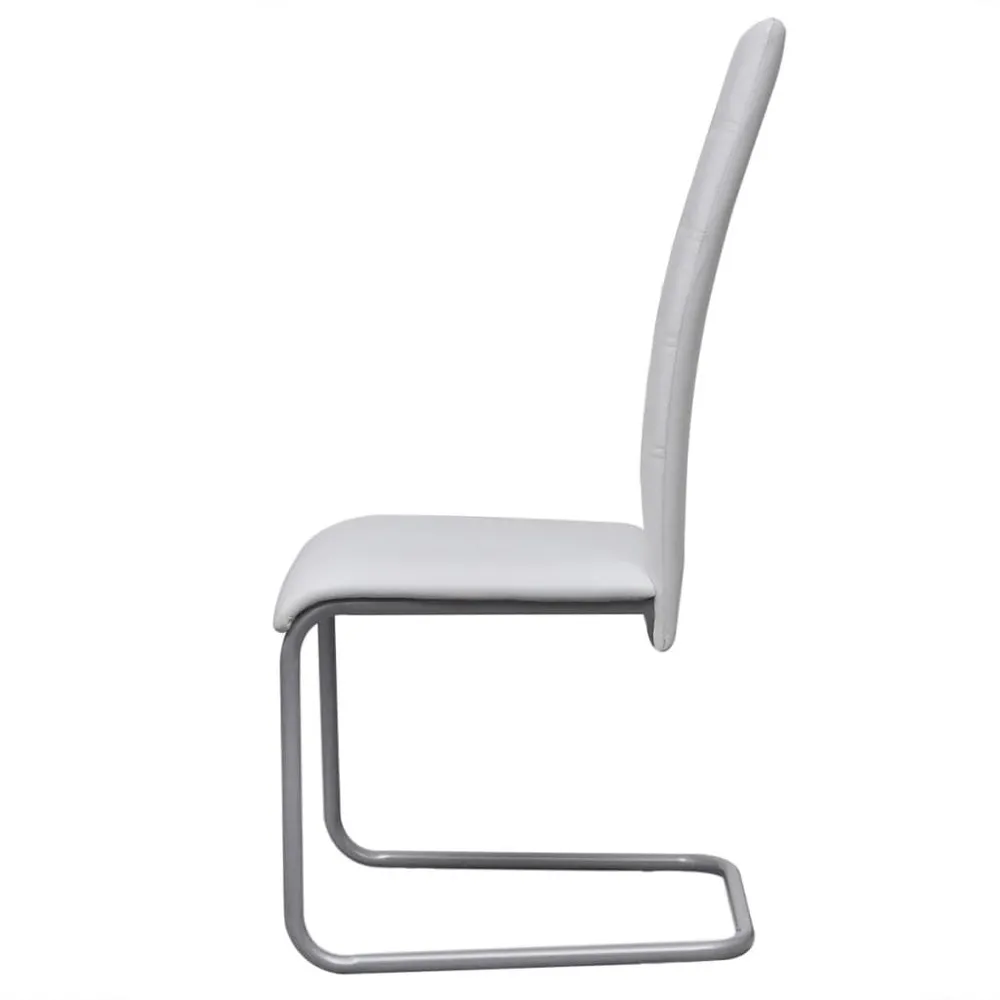Cadeiras de jantar cantilever 2 pcs couro artificial branco | Ergonômico | Ajustável