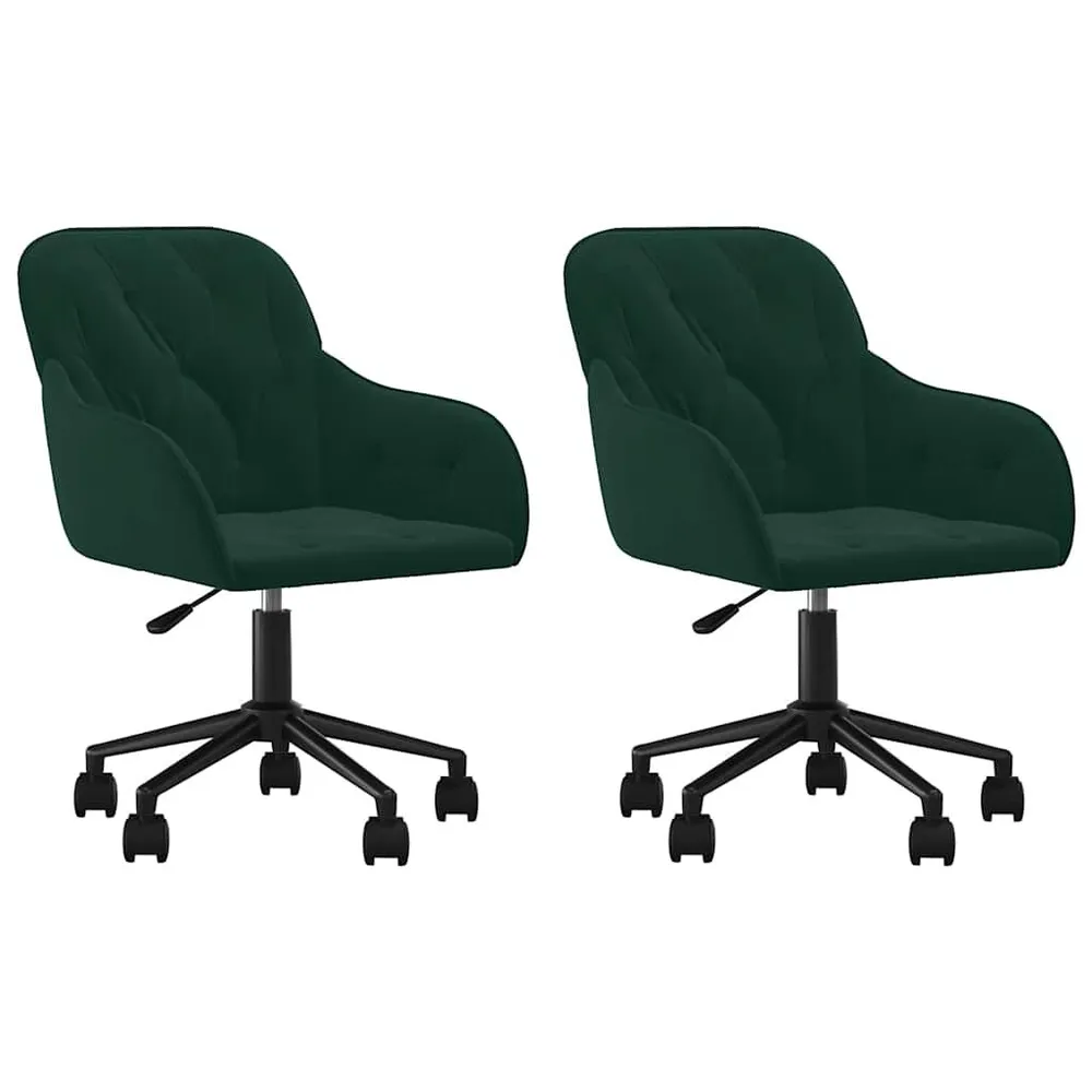 Cadeiras de jantar giratorias 2 pcs veludo verde-escuro para Gamers