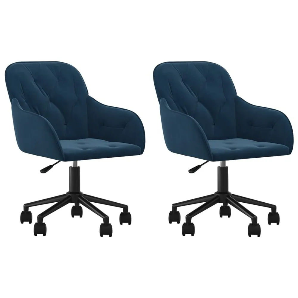 Cadeiras de jantar giratórias 2 pcs veludo azul com Porta-copos Integrado