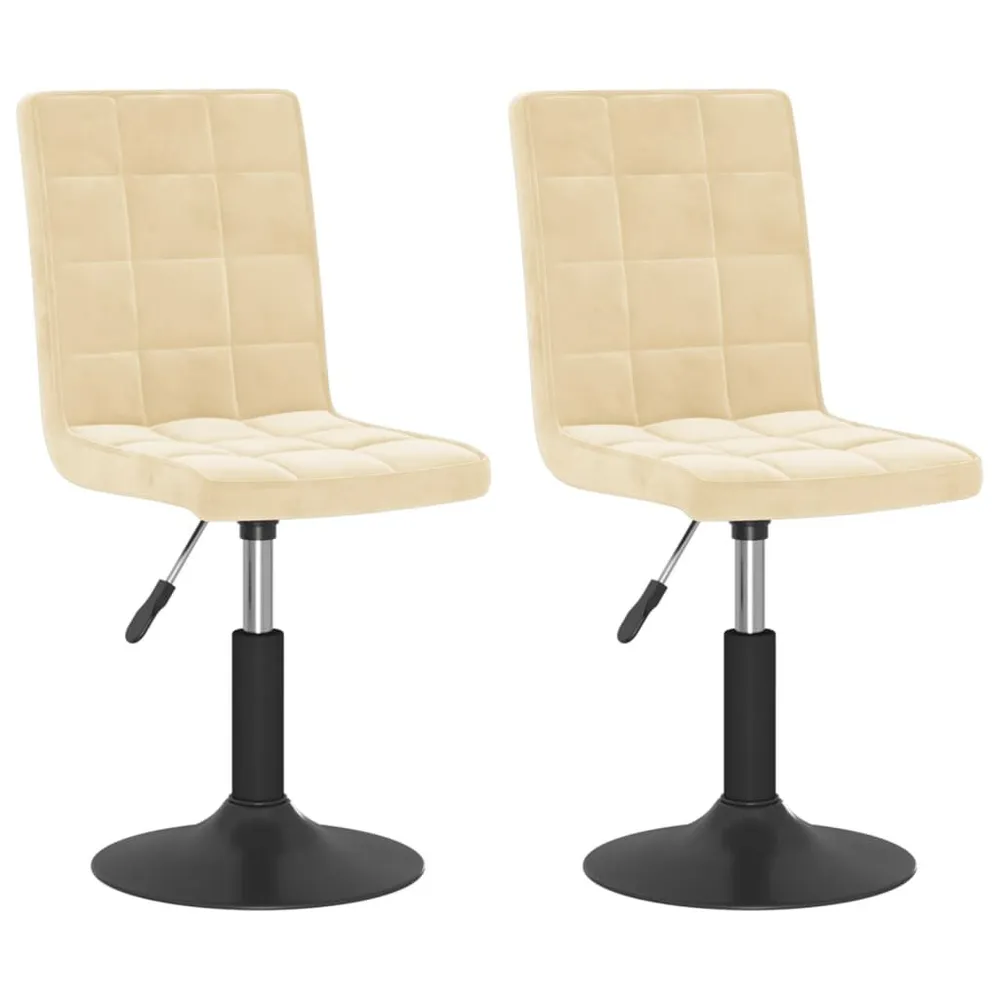 Cadeiras de jantar giratórias 2 pcs veludo cor creme - Design Modular e Ajustável