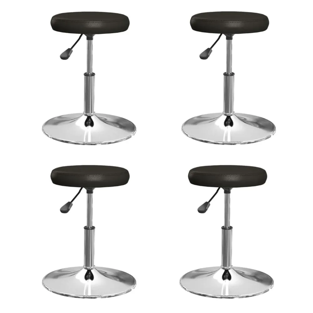 Cadeiras de jantar 4 pcs couro artificial preto com Porta-copos Integrado