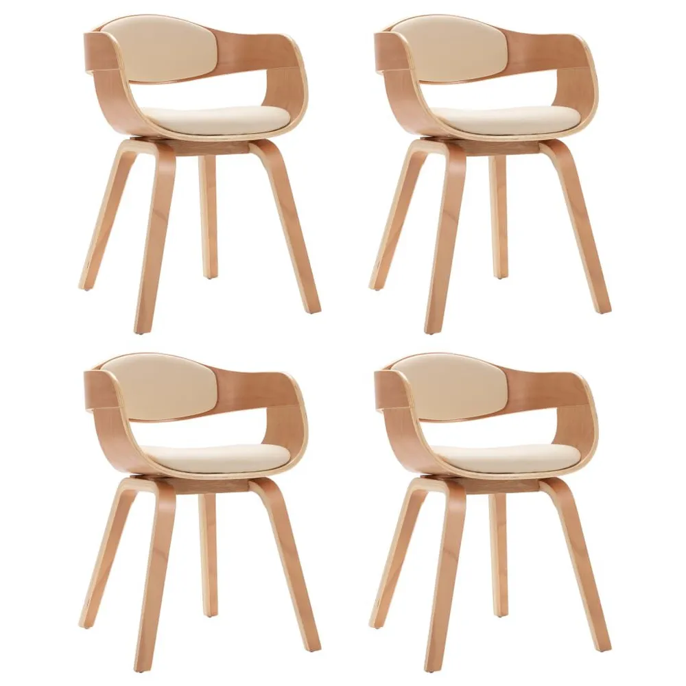 Cadeiras jantar 4 pcs madeira curvada e couro artificial com Fios Organizados