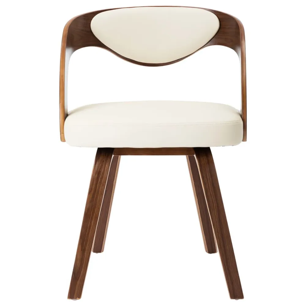 Cadeiras jantar 2 pcs madeira curvada e couro artificial creme Montagem em 1 Hora