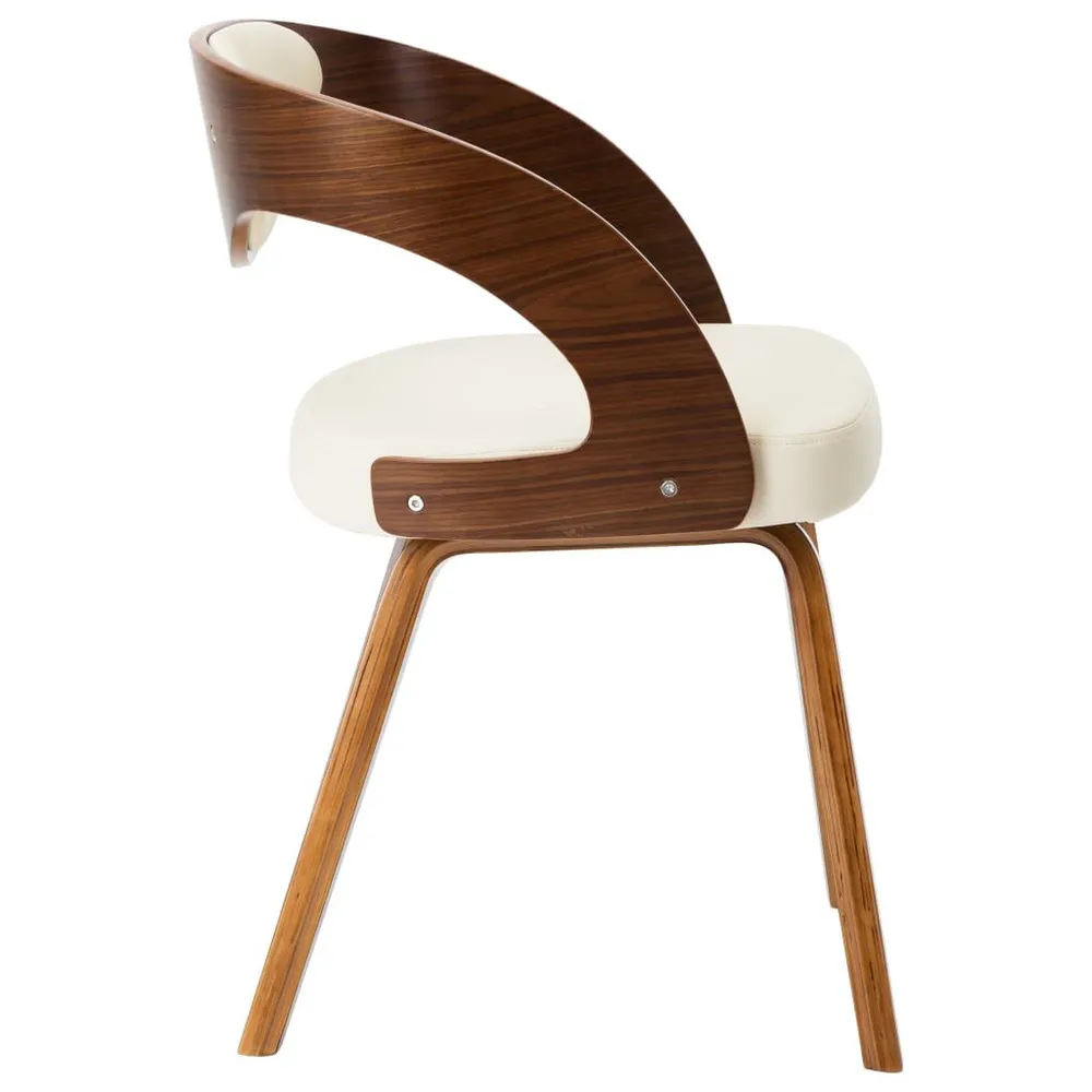 Cadeiras jantar 2 pcs madeira curvada e couro artificial creme Montagem em 1 Hora