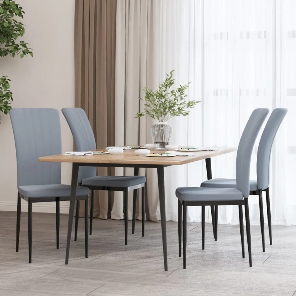 Cadeiras de jantar 4 pcs veludo cinzento-claro - Design Modular e Ajustável