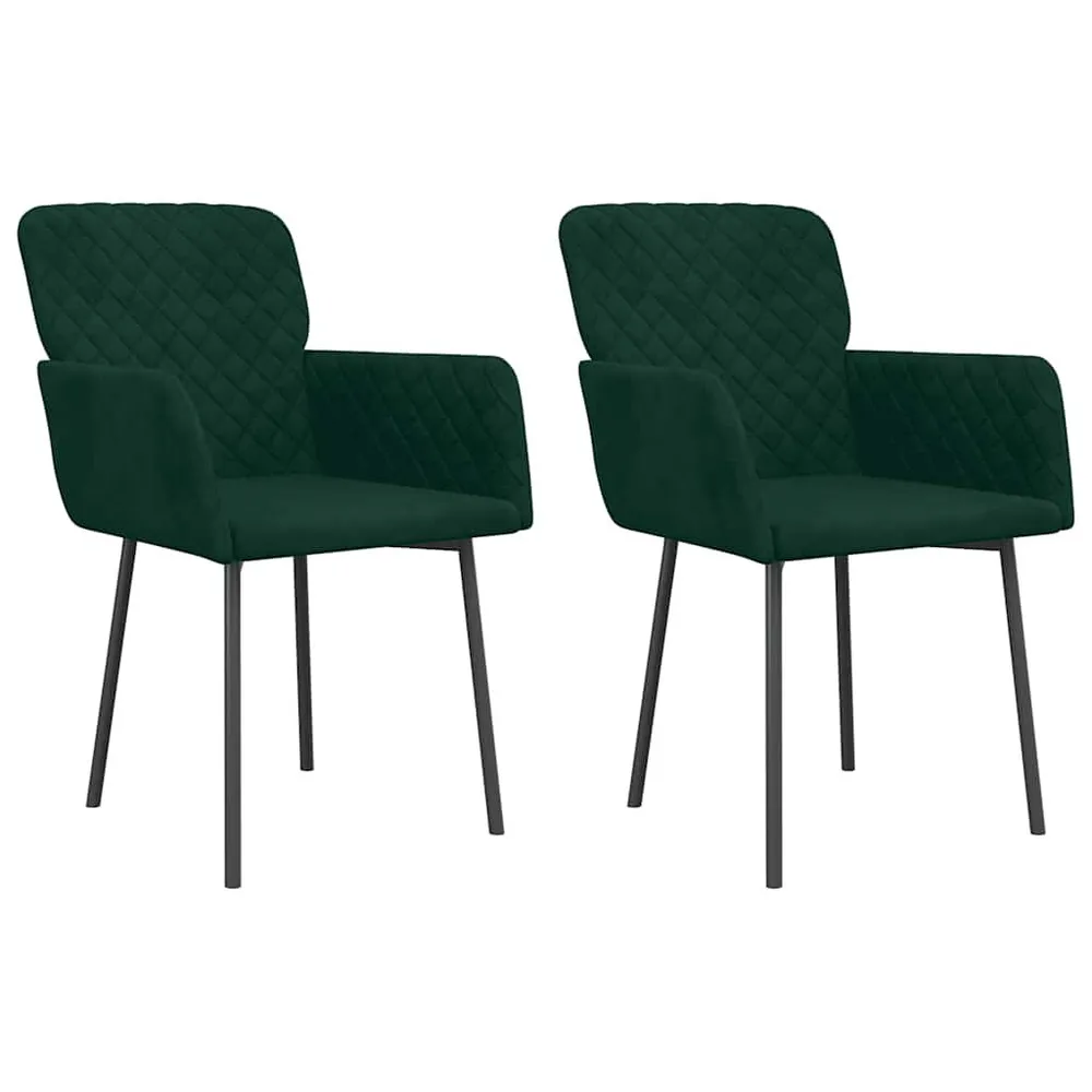 Cadeiras de jantar 2 pcs veludo verde-escuro com Garantia Estendida | Montagem Fácil
