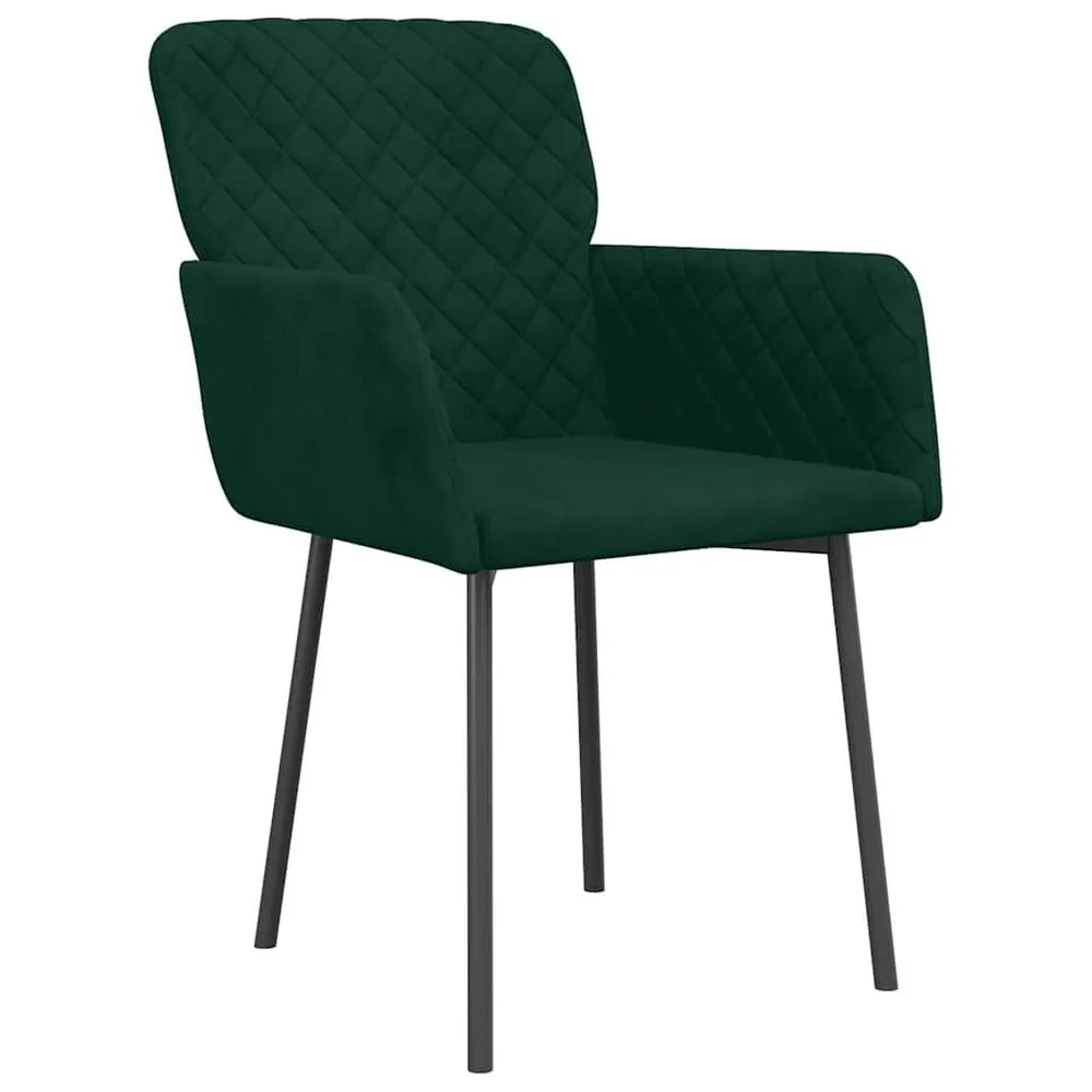 Cadeiras de jantar 2 pcs veludo verde-escuro com Garantia Estendida | Montagem Fácil