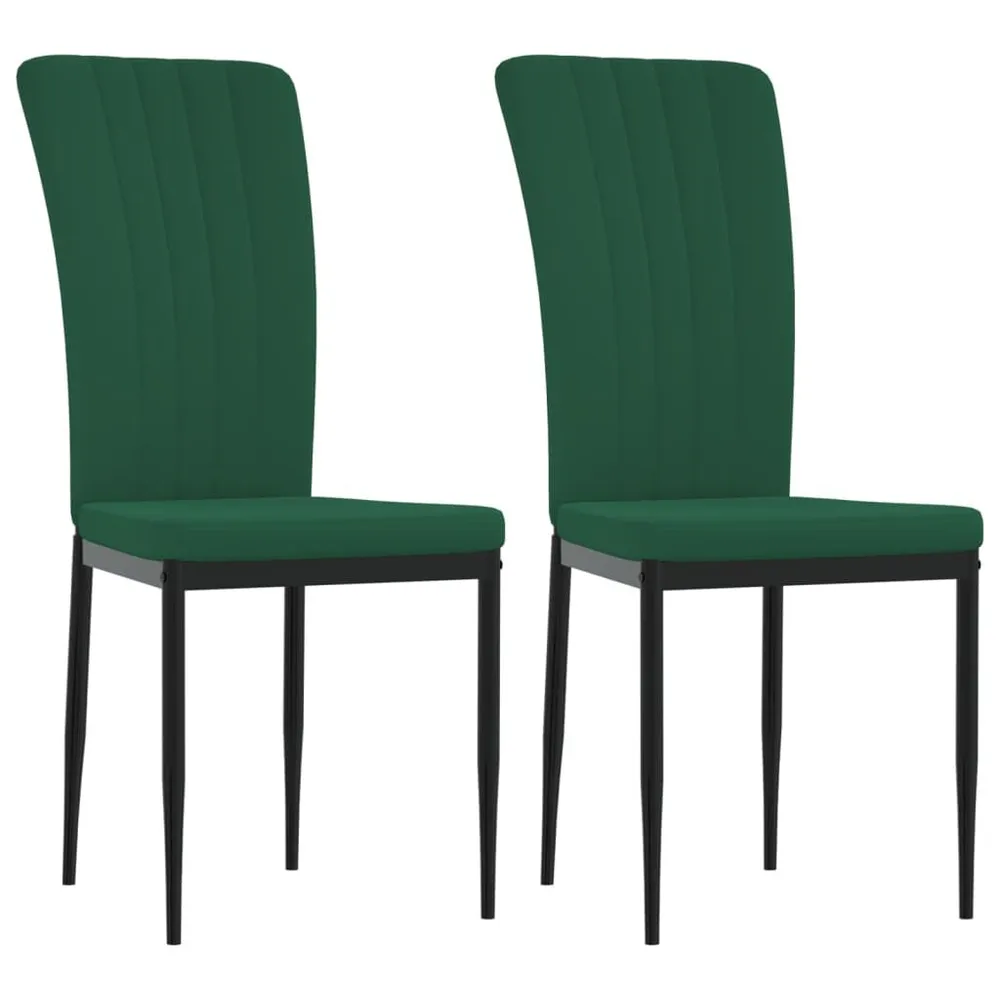 Cadeiras de jantar 2 pcs veludo verde-escuro | Ergonômico | Ajustável
