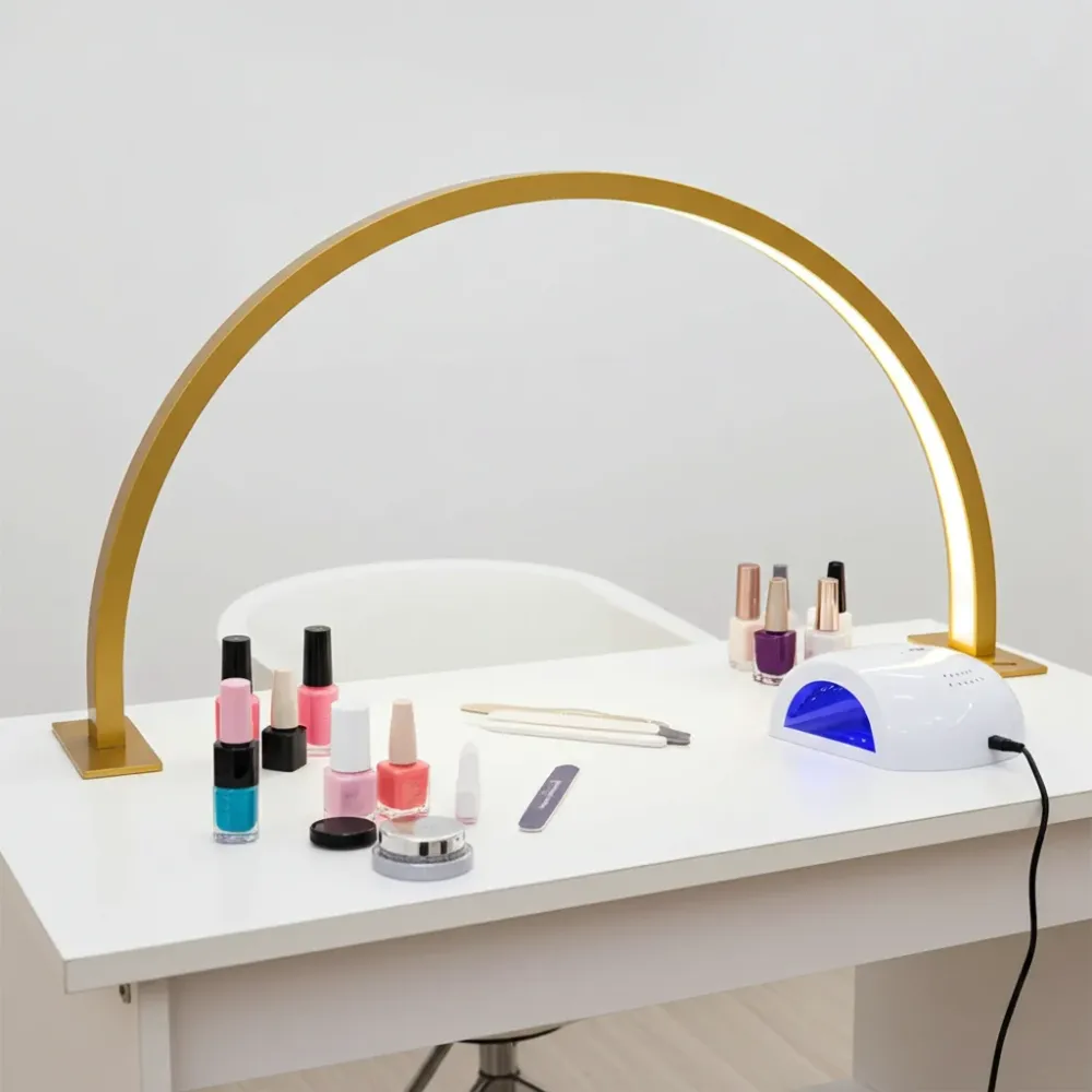 CANDEEIRO DE MESA DOURADO GL NAILS com Suporte para Headset