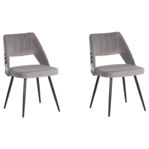 Conjunto de 2 cadeiras em veludo cinzento ANSLEY para Noites de Jogos