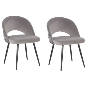 Conjunto de 2 cadeiras de veludo cinzento VIVIAN - Design Modular e Ajustável