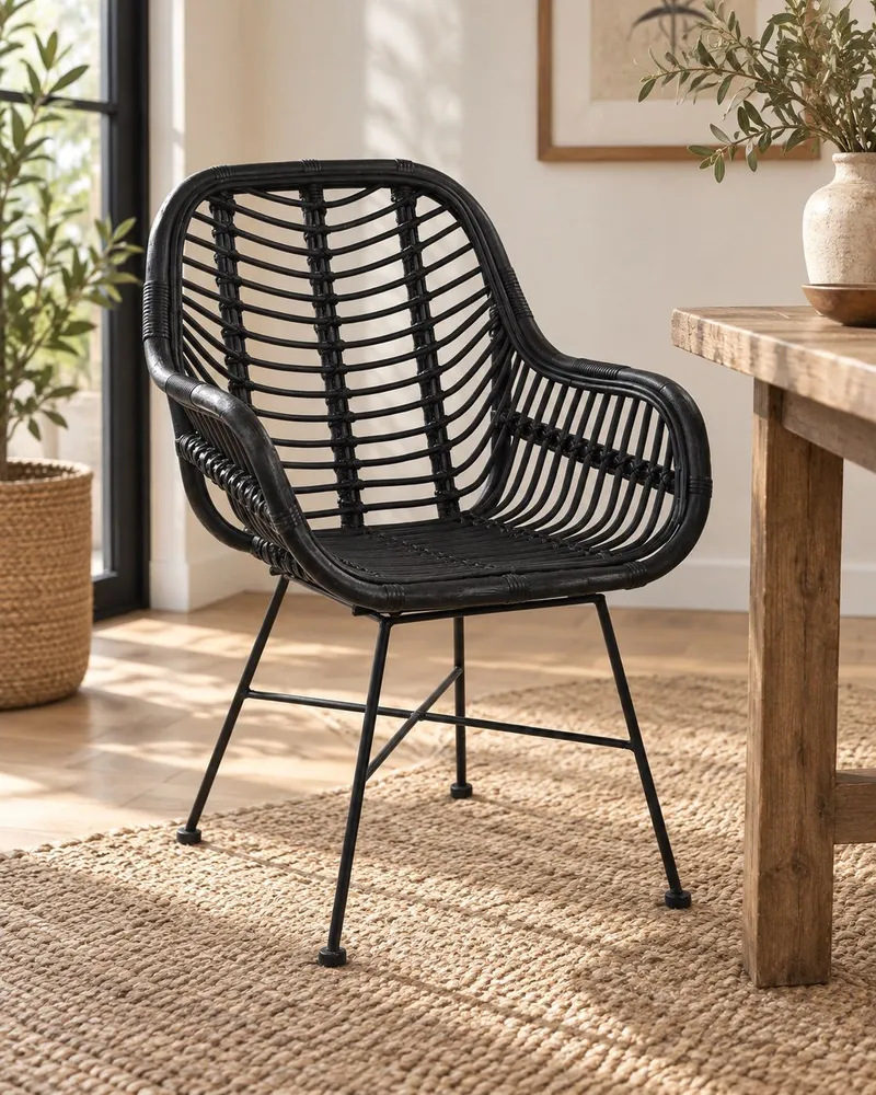 Ergonômico de Alta Qualidade Cadeira de rattan preto CANORA