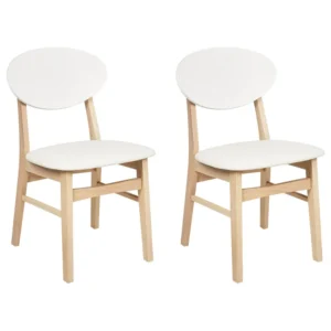 Ergonômico de Alta Qualidade Conjunto de 2 cadeiras de jantar em madeira clara e creme AMERY