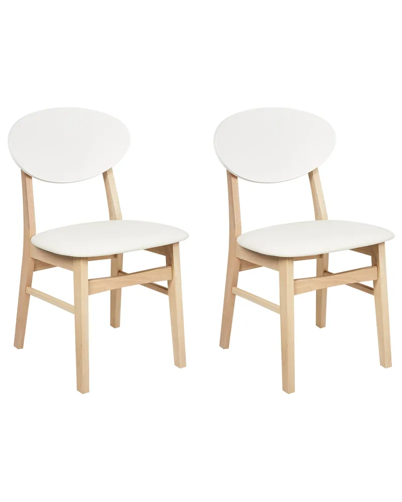 Ergonômico de Alta Qualidade Conjunto de 2 cadeiras de jantar em madeira clara e creme AMERY