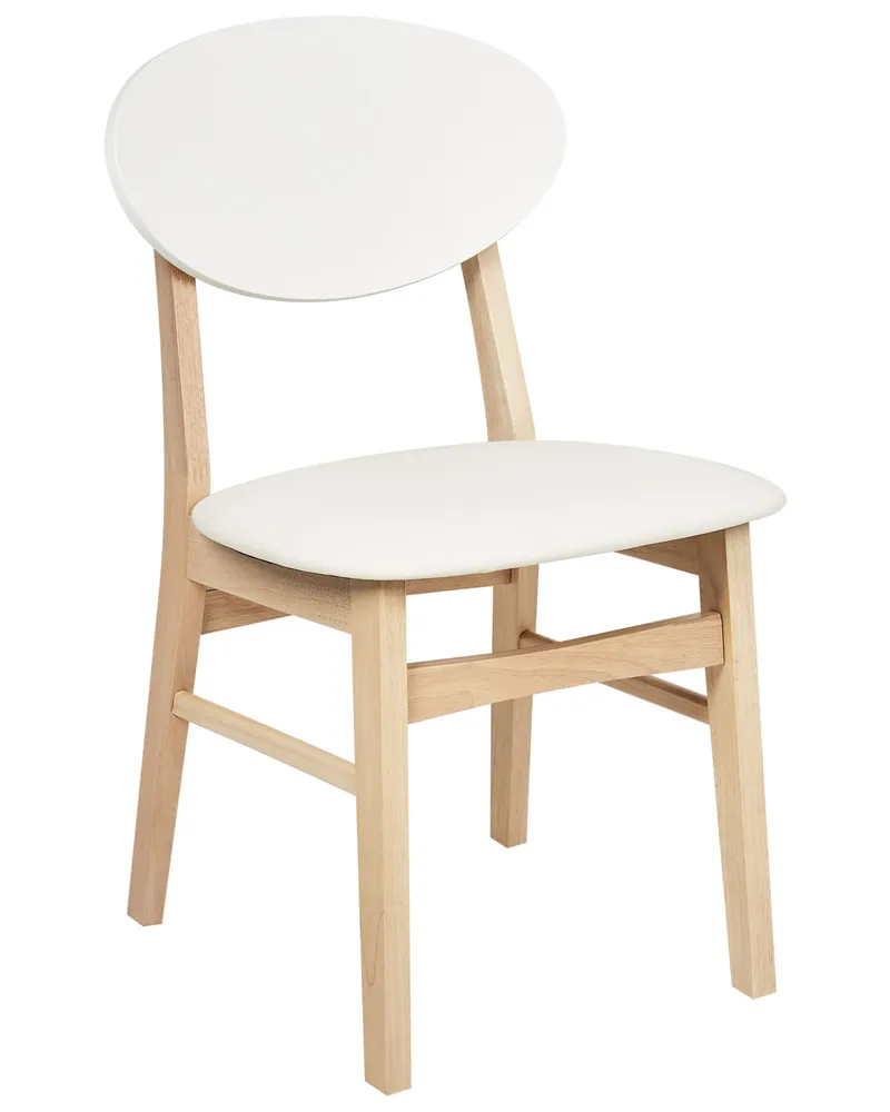 Ergonômico de Alta Qualidade Conjunto de 2 cadeiras de jantar em madeira clara e creme AMERY