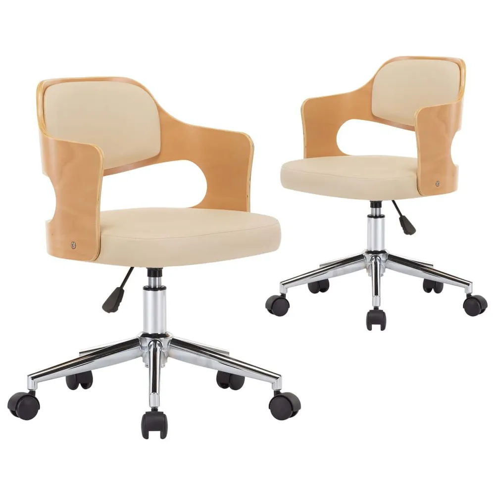 Mesa de Air Hockey Cadeiras jantar 2 pcs madeira curvada e couro artificial creme