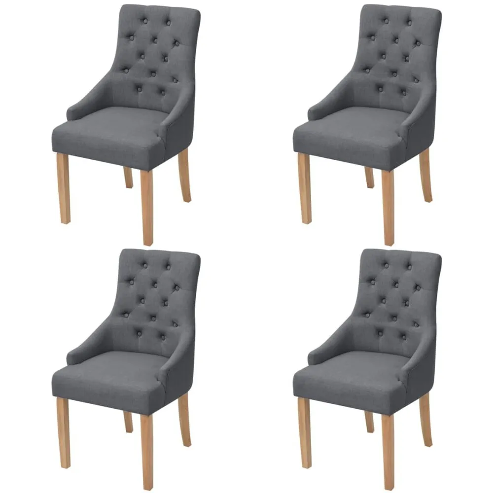 Mesa de Air Hockey Cadeiras de jantar 4 pcs tecido cinzento-escuro
