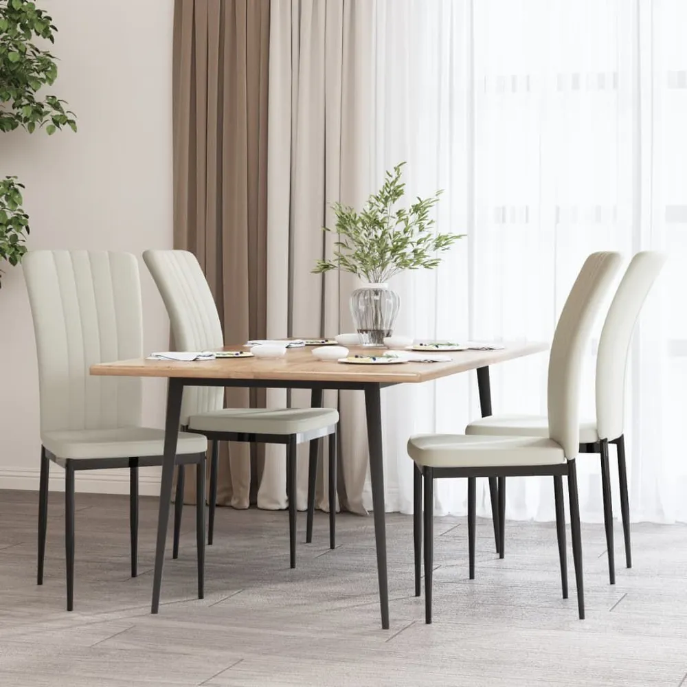 Mesa de Poker Cadeiras de jantar 4 pcs veludo cor creme