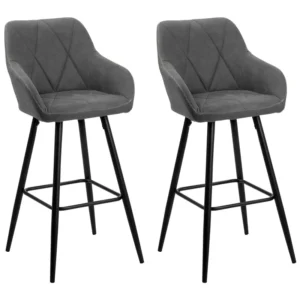 Móvel para Console Banco de bar Conjunto de 2 Tecido Cinzento DARIEN