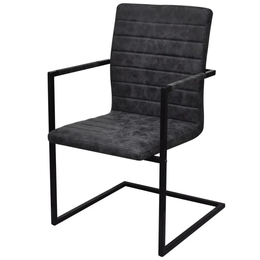 Resistente para Ambientes de Lazer Cadeiras de jantar cantilever 4 pcs couro artificial preto