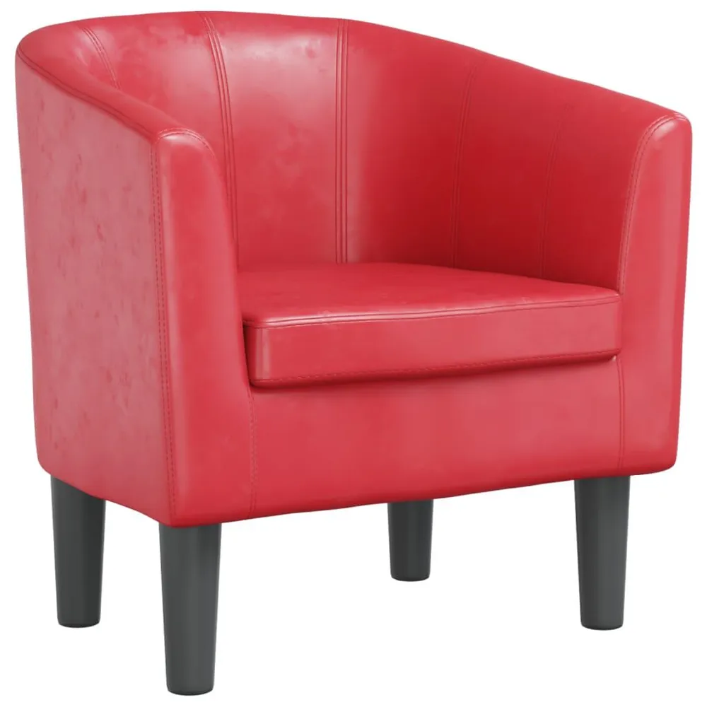 Poltrona couro artificial vermelho