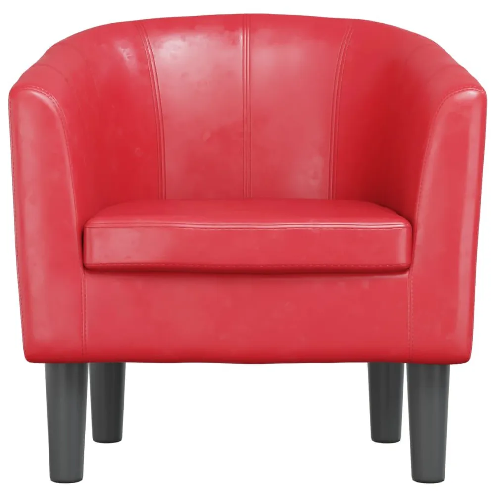 Poltrona couro artificial vermelho