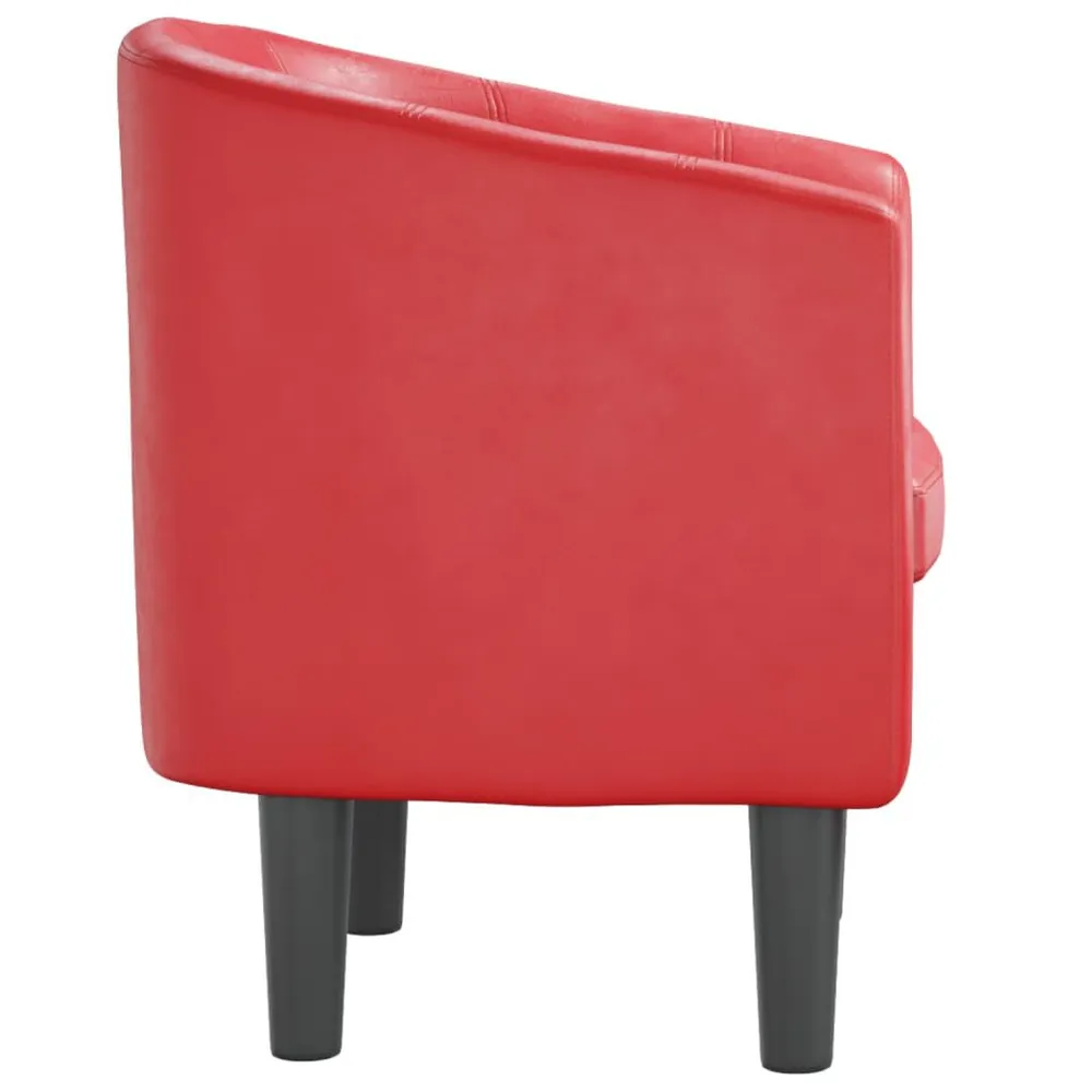 Poltrona couro artificial vermelho