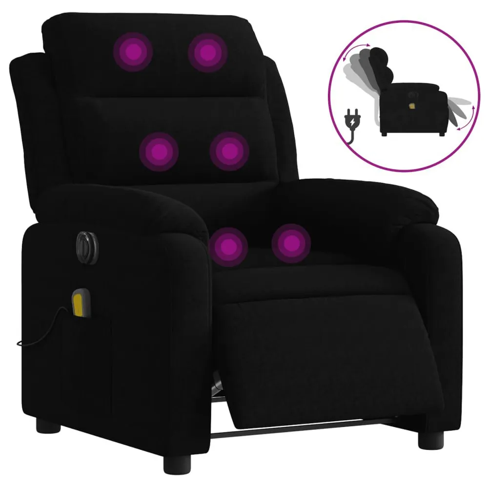 Poltrona de massagens reclinável elétrica veludo preto