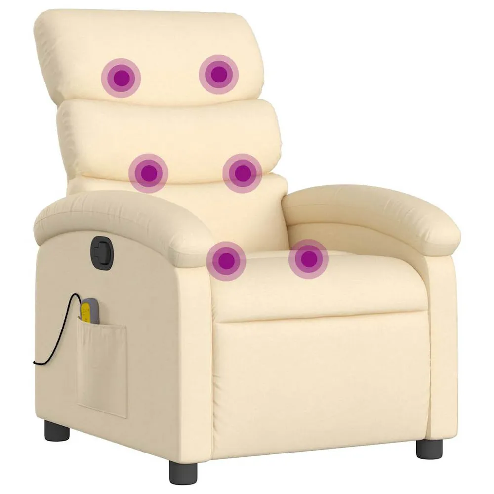 Poltrona de massagens reclinável tecido cor creme