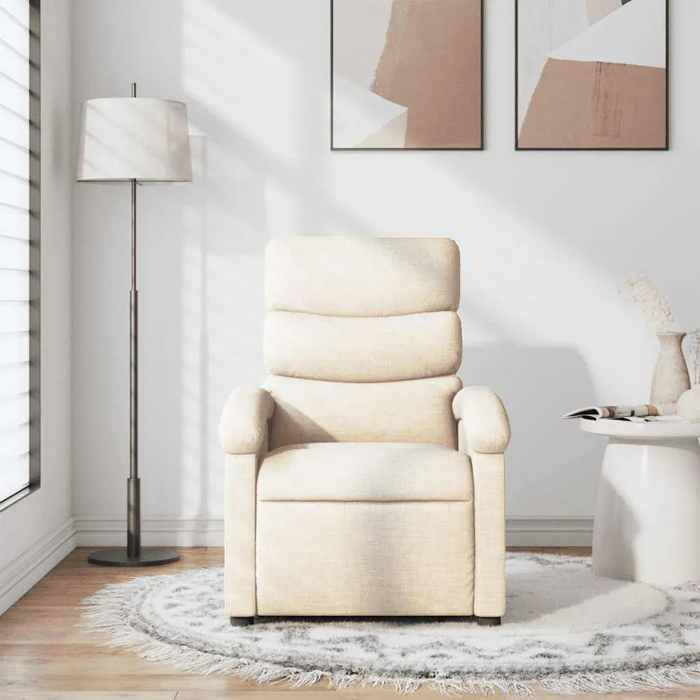 Poltrona de massagens reclinável tecido cor creme