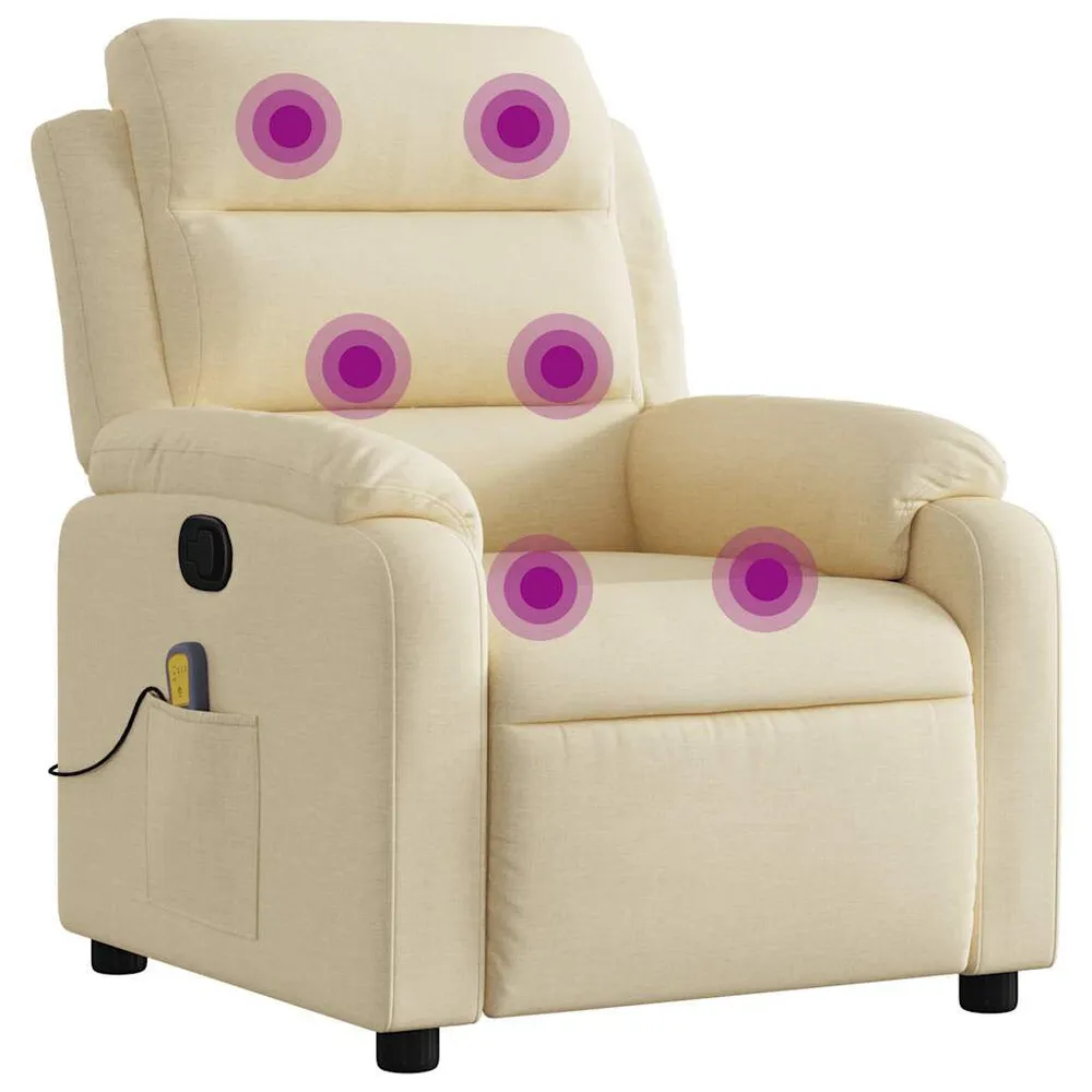 Poltrona de massagens reclinável tecido cor creme