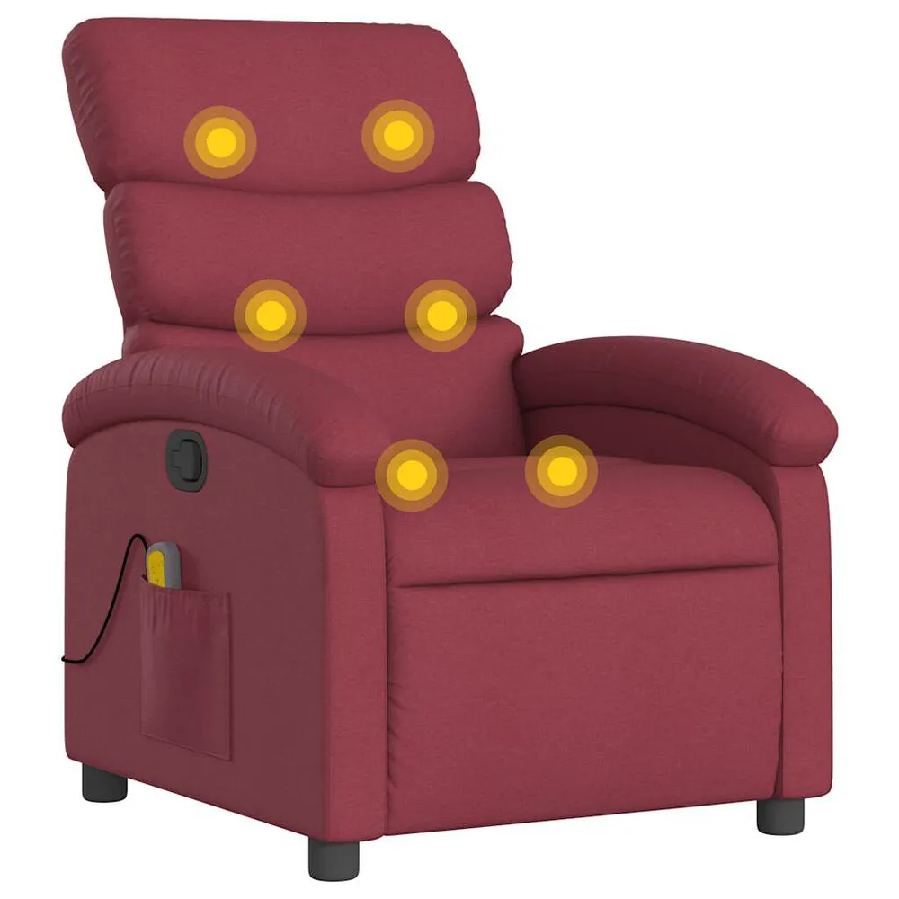 Poltrona de massagens reclinável tecido vermelho tinto