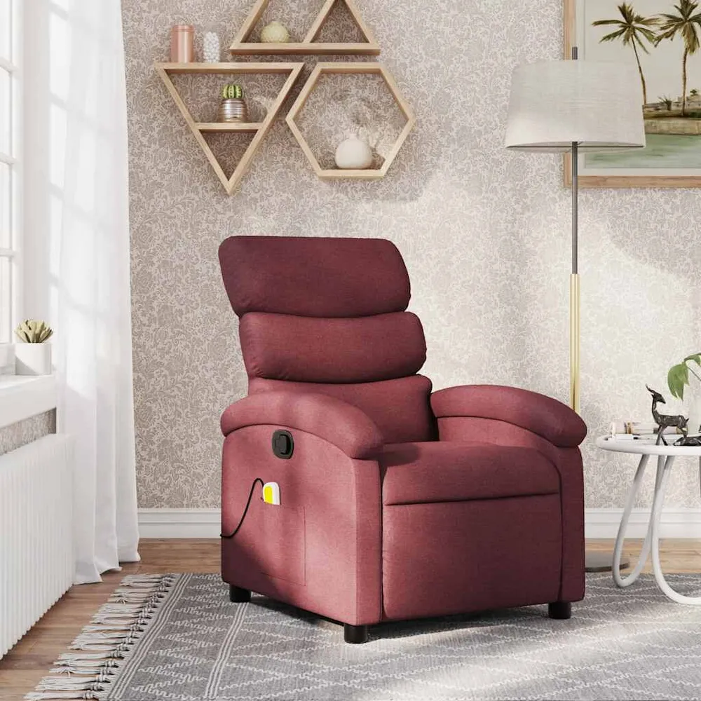 Poltrona de massagens reclinável tecido vermelho tinto